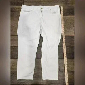 MICHAEL Kors White Cropped Skinny ankle Jeans, IZZY Gold Trim, Women's 14